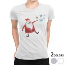 tシャツ レディース 半袖 白地 デザイン M L 白 ホワイト グレー Tシャツ ティーシャツ T shirt 017778 クリスマス サンタ 雪の結晶 クリスマス