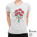tシャツ レディース 半袖 白地 デザイン M L 白 ホワイト グレー Tシャツ ティーシャツ T shirt 017801 母の日 カーネーション 母の日