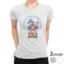 tシャツ レディース 半袖 白地 デザイン M L 白 ホワイト グレー Tシャツ ティーシャツ T shirt 017820 クリスマス スノードーム 雪だるま 冬(4)