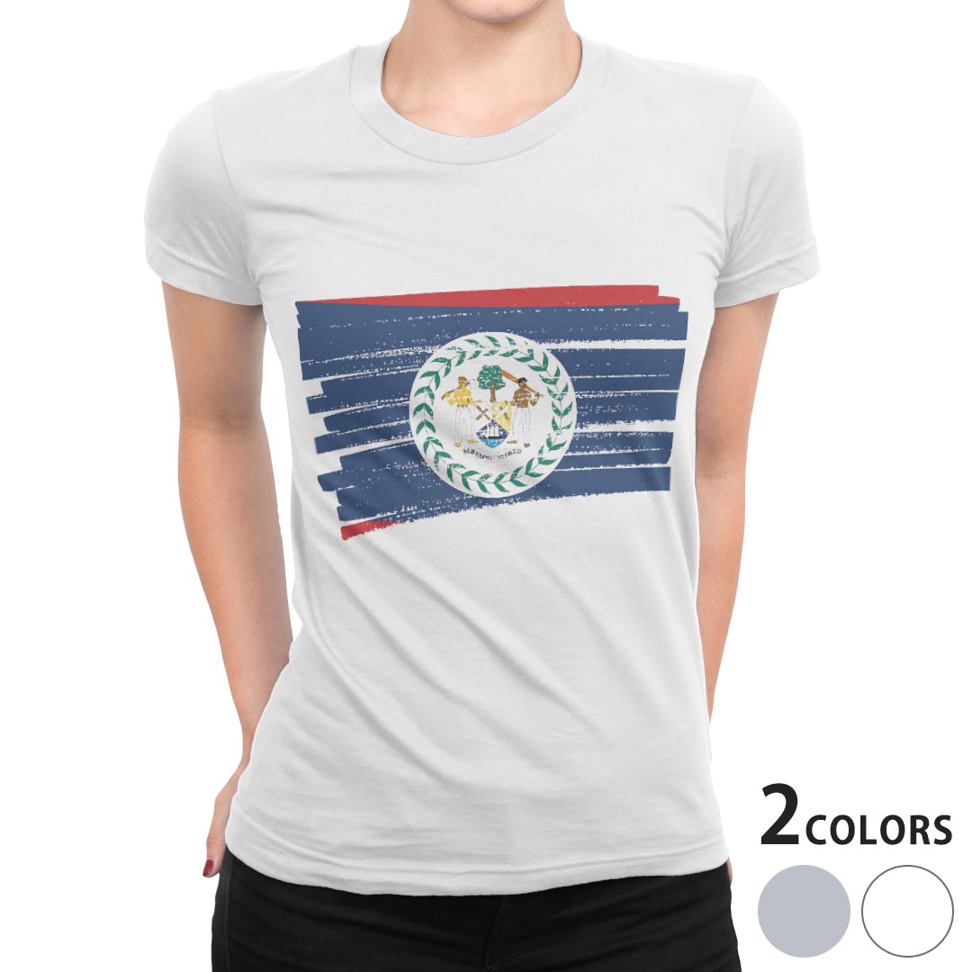 tシャツ レディース 半袖 白地 デザイン S M L XL Tシャツ ティーシャツ T shirt 018398 国旗 belize ベリーズ