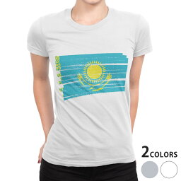 tシャツ レディース 半袖 白地 デザイン S M L XL Tシャツ ティーシャツ T shirt 018480 国旗 kazakhstan カザフスタン