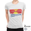 tシャツ レディース 半袖 白地 デザイン M L 白 ホワイト グレー Tシャツ ティーシャツ T shirt 018482 国旗 kiribati キリバス