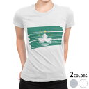 tシャツ レディース 半袖 白地 デザイン M L 白 ホワイト グレー Tシャツ ティーシャツ T shirt 018495 国旗 macau マカオ