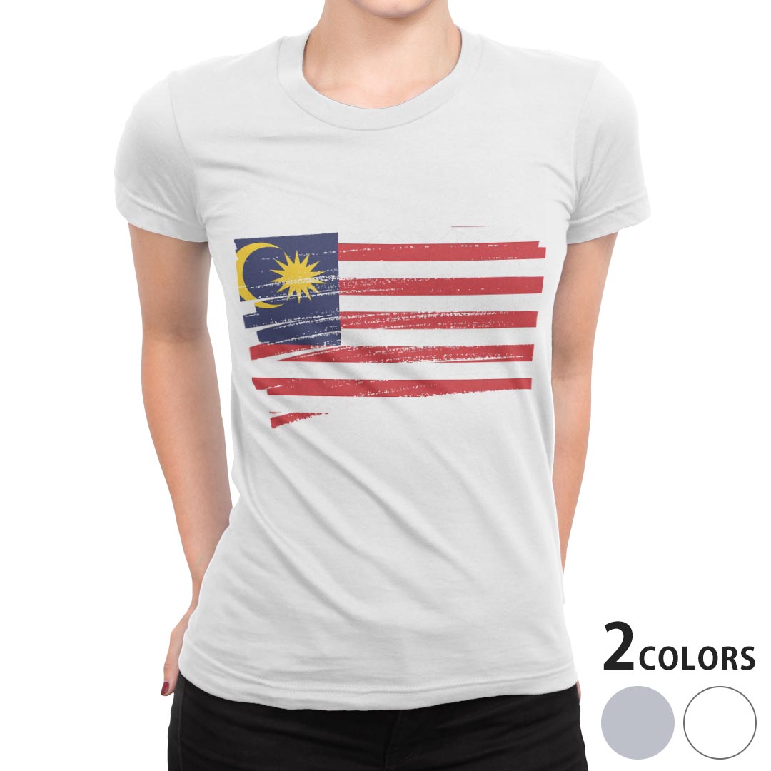 tシャツ レディース 半袖 白地 デザイン S M L XL Tシャツ ティーシャツ T shirt 018501 国旗 malaysia マレーシア