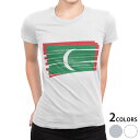 tシャツ レディース 半袖 白地 デザイン S M L XL Tシャツ ティーシャツ T shirt 018502 国旗 maldives モルディブ