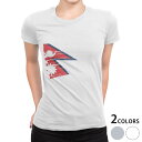 tシャツ レディース 半袖 白地 デザイン M L 白 ホワイト グレー Tシャツ ティーシャツ T shirt 018518 国旗 nepal ネパール(4)