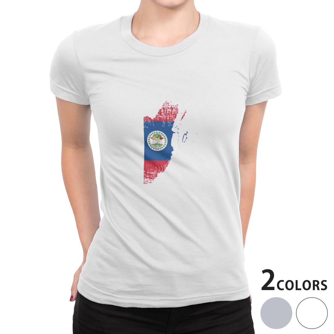 tシャツ レディース 半袖 白地 デザイン S M L XL Tシャツ ティーシャツ T shirt 018774 国旗 belize ベリーズ