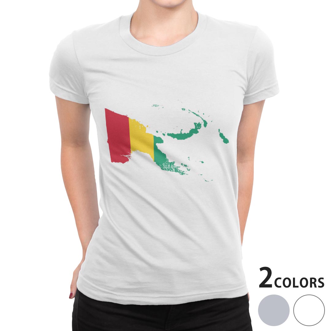 tシャツ レディース 半袖 白地 デザイン M L 白 ホワイト グレー Tシャツ ティーシャツ T shirt 018842 国旗 guinea ギニア