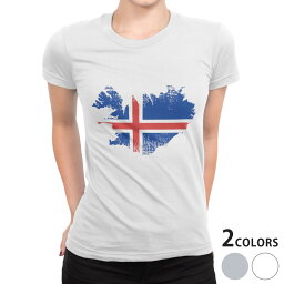 tシャツ レディース 半袖 白地 デザイン S M L XL Tシャツ ティーシャツ T shirt 018849 国旗 iceland アイスランド