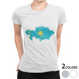 tシャツ レディース 半袖 白地 デザイン S M L XL Tシャツ ティーシャツ T shirt 018861 国旗 kazakhstan カザフスタン