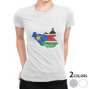 tシャツ レディース 半袖 白地 デザイン M L 白 ホワイト グレー Tシャツ ティーシャツ T shirt 018952 国旗 south_sudan 南スーダン(4)