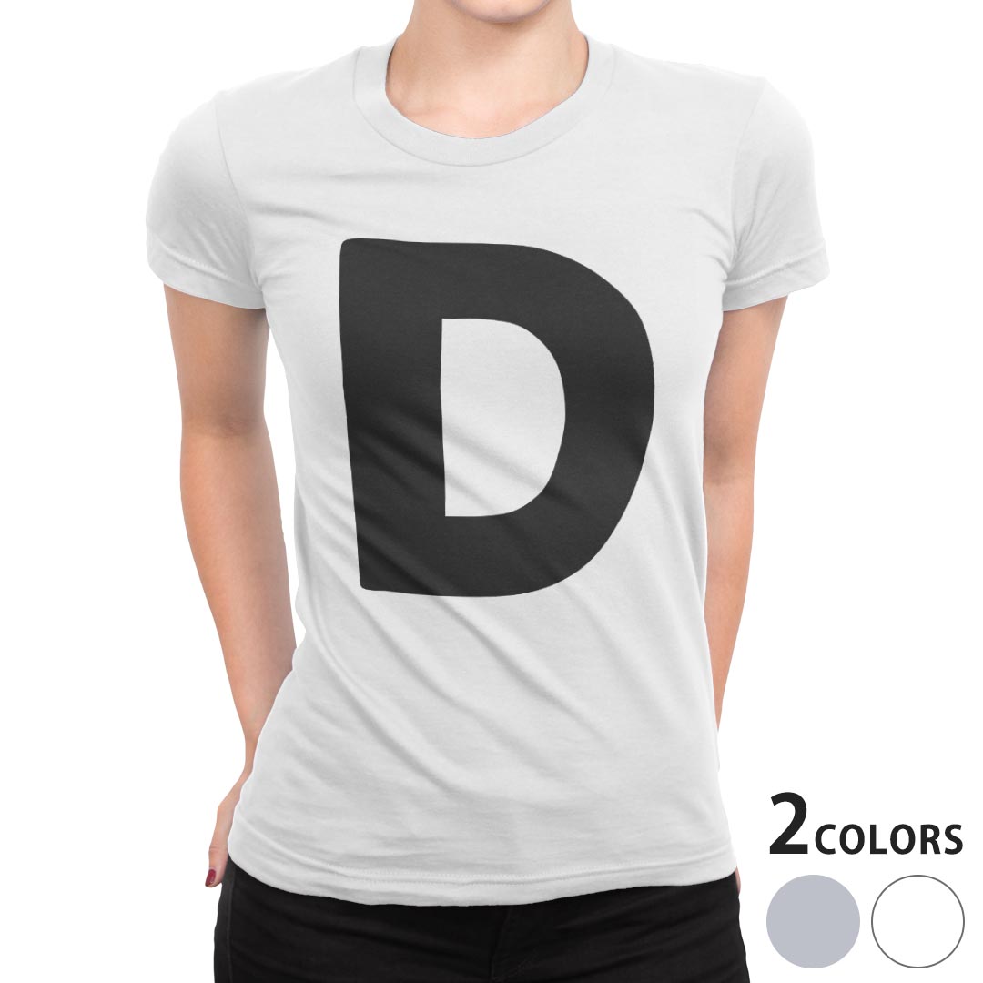 tシャツ レディース 半袖 白地 デザイン M L 白 ホワイト グレー Tシャツ ティーシャツ T shirt 019184 フォント 文字 d アルファベット
