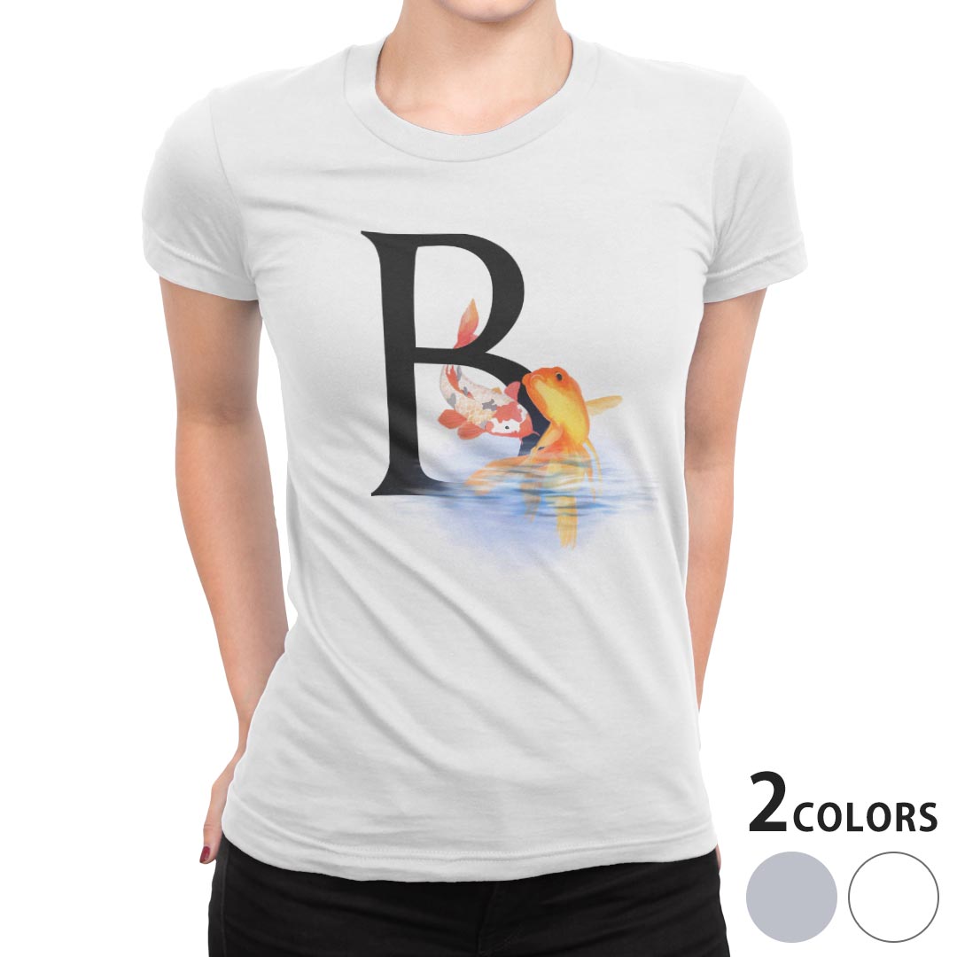 tシャツ レディース 半袖 白地 デザイン M L 白 ホワイト グレー Tシャツ ティーシャツ T shirt 019444 フォント 文字 b アルファベット