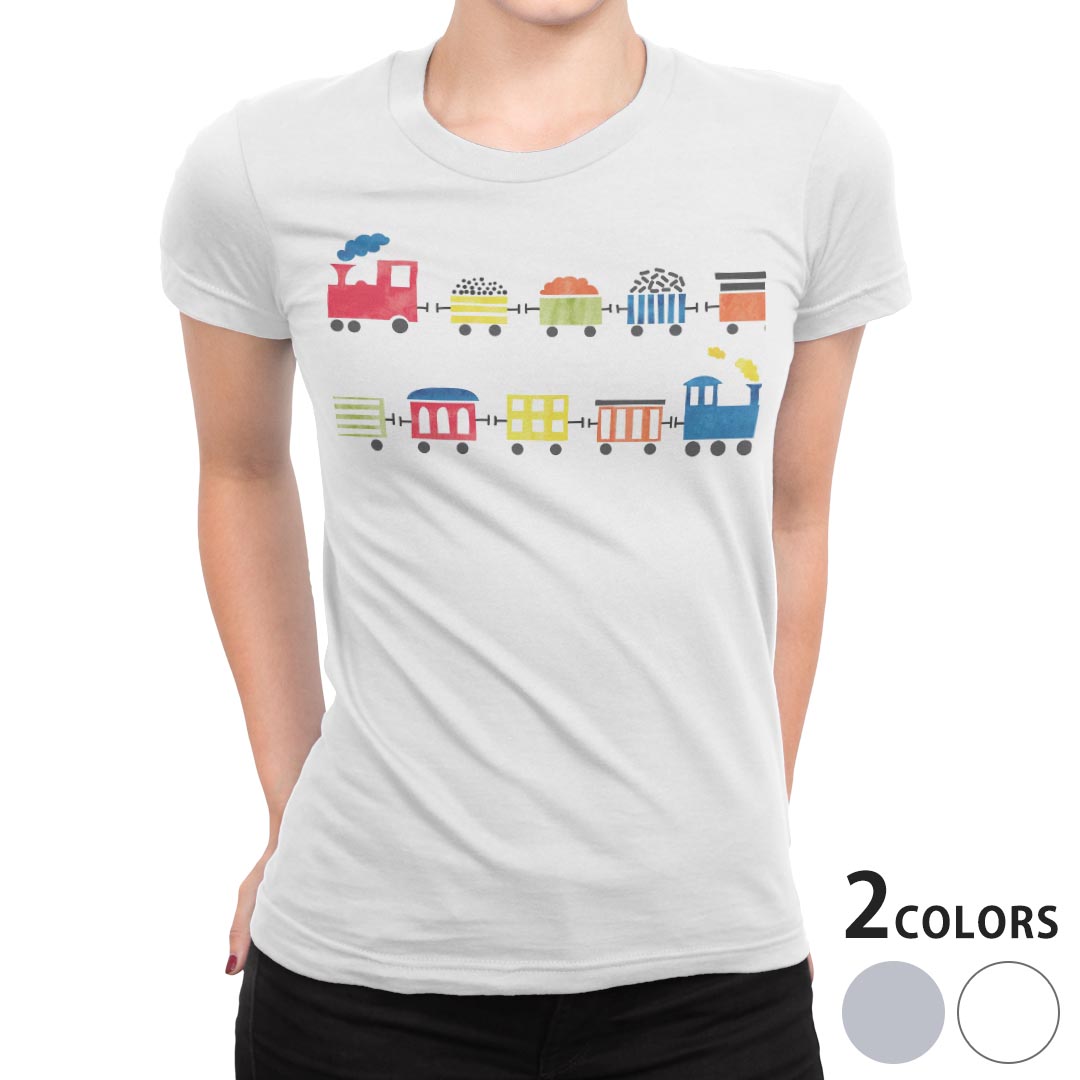 tシャツ レディース 半袖 白地 デザイン S M L XL Tシャツ ティーシャツ T shirt 019788 電車 乗り物 かわいい