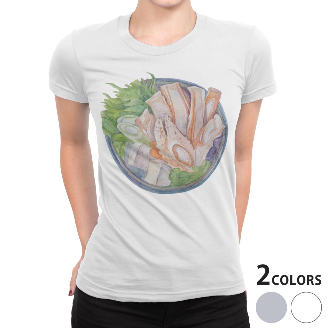 tシャツ レディース 半袖 白地 デザイン S M L XL Tシャツ ティーシャツ T shirt 019864 日本食 どんぶり ごはん