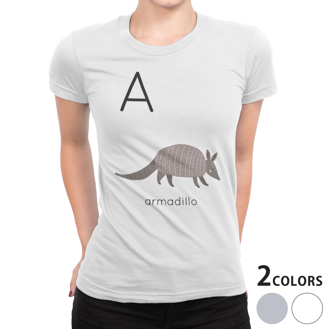 tシャツ レディース 半袖 白地 デザイン S M L XL Tシャツ ティーシャツ T shirt 019932 A armadillo アルマジロ