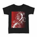 tシャツ キッズ 半袖 黒地 ブラック デザイン 90 100 110 120 130 140 150 160 Tシャツ ティーシャツ T shirt 000064 雪の結晶 赤 グラデーション(4)