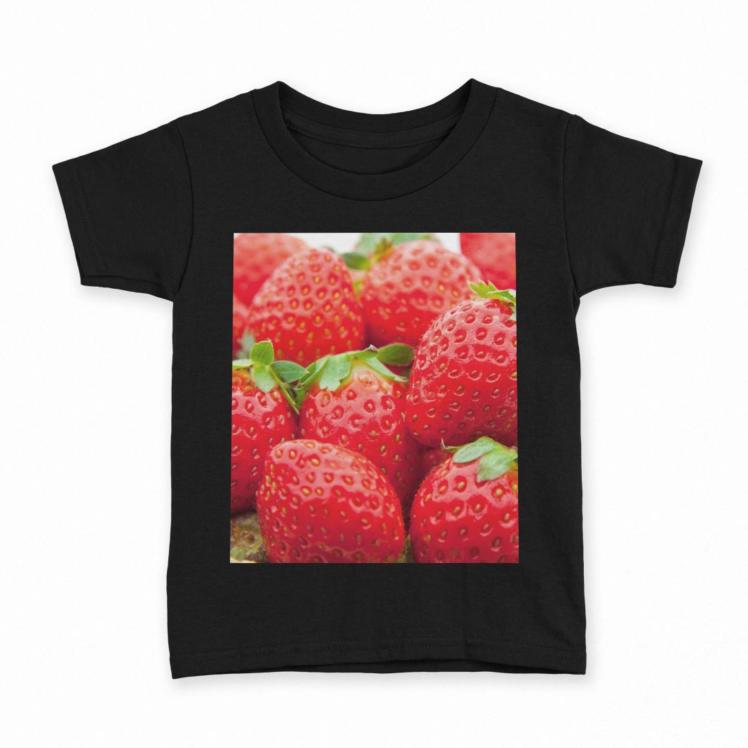 Other - tシャツ キッズ 半袖 黒地 ブラック デザイン 90 100 110 120 130 140 150 160 Tシャツ ティーシャツ T shirt 000149 苺　いちご　赤　果物