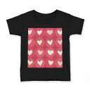 tシャツ キッズ 半袖 黒地 ブラック デザイン 90 100 110 120 130 140 150 160 Tシャツ ティーシャツ T shirt 000187 ハート イラスト 赤