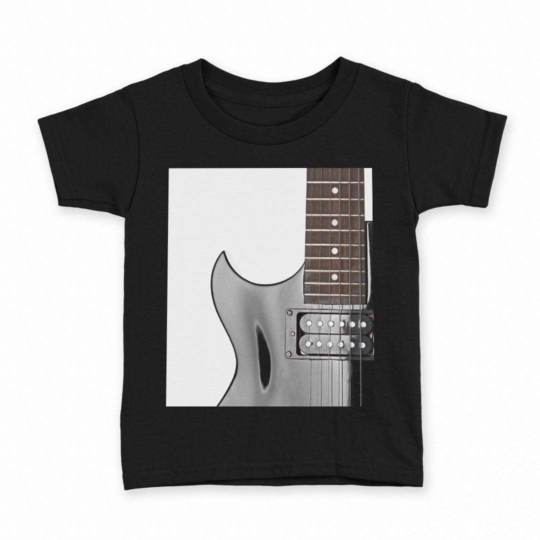 tシャツ キッズ 半袖 黒地 ブラック デザイン 90 100 110 120 130 140 150 Tシャツ ティーシャツ T shirt 000236 ギター　ベース　音楽
