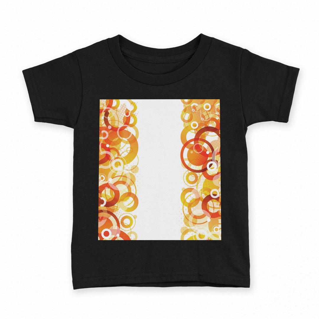 tシャツ キッズ 半袖 黒地 ブラック デザイン 90 100 110 120 130 140 150 160 Tシャツ ティーシャツ T shirt 000239 オレンジ　まる　模様