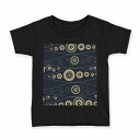 tシャツ キッズ 半袖 黒地 ブラック デザイン 90 100 110 120 130 140 150 160 Tシャツ ティーシャツ T shirt 000405 ペイズリー ダマスク 花(4)