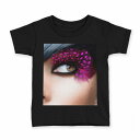 tシャツ キッズ 半袖 黒地 ブラック デザイン 90 100 110 120 130 140 150 160 Tシャツ ティーシャツ T shirt 000435 女の人(4)