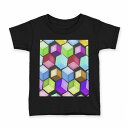 tシャツ キッズ 半袖 黒地 ブラック デザイン 90 100 110 120 130 140 150 160 Tシャツ ティーシャツ T shirt 000465 バブル レインボー