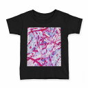 tシャツ キッズ 半袖 黒地 ブラック デザイン 90 100 110 120 130 140 150 160 Tシャツ ティーシャツ T shirt 000509 破片 ピンク(4)