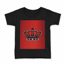 tシャツ キッズ 半袖 黒地 ブラック デザイン 90 100 110 120 130 140 150 Tシャツ ティーシャツ T shirt 000822 王冠　ティアラ