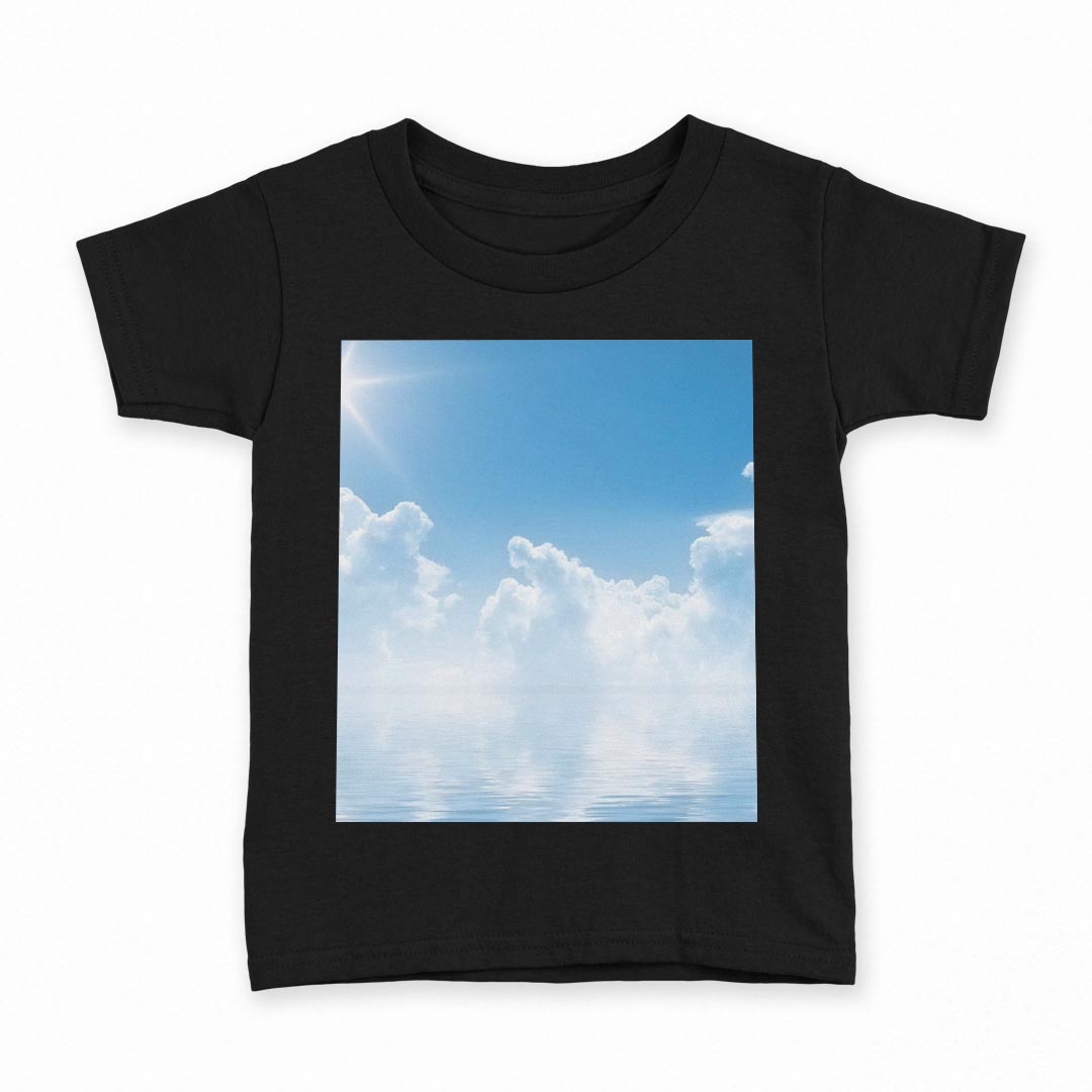 T-Shirts （Short Sleeve） - tシャツ キッズ 半袖 黒地 ブラック デザイン 90 100 110 120 130 140 150 160 Tシャツ ティーシャツ T shirt 000935 海　空　雲