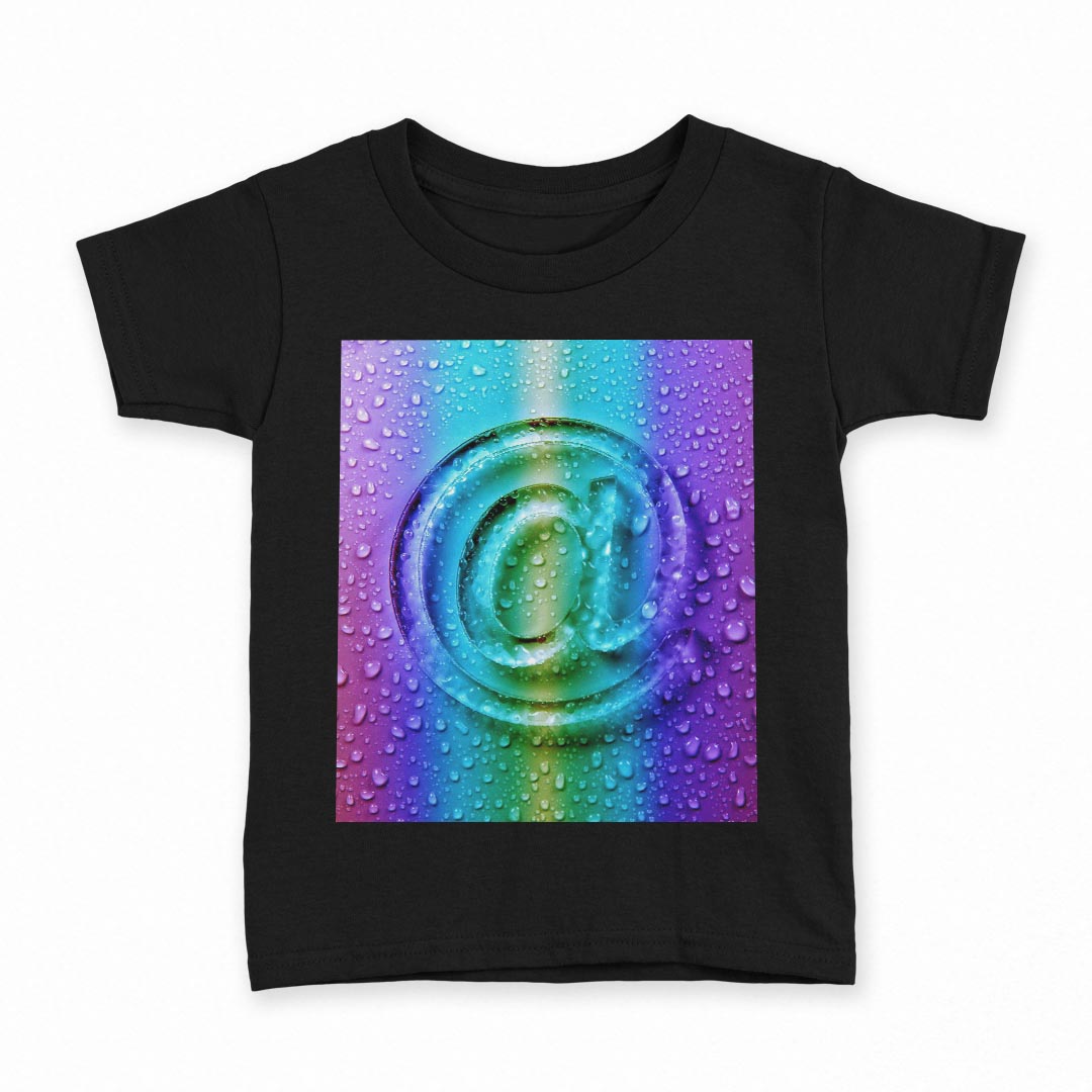 tシャツ キッズ 半袖 黒地 ブラック デザイン 90 100 110 120 130 140 150 160 Tシャツ ティーシャツ T shirt 000938 アットマーク　水滴