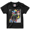 楽天kabeコレtシャツ キッズ 半袖 黒地 ブラック デザイン 90 100 110 120 130 140 150 Tシャツ ティーシャツ T shirt 000977 スピーカー　音楽