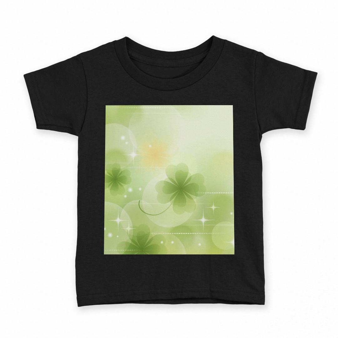 tシャツ キッズ 半袖 黒地 ブラック デザイン 90 100 110 120 130 140 150 160 Tシャツ ティーシャツ T shirt 000991 クローバー キラキラ
