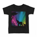 tシャツ キッズ 半袖 黒地 ブラック デザイン 90 100 110 120 130 140 150 160 Tシャツ ティーシャツ T shirt 001049 ゾウ レインボー