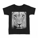 tシャツ キッズ 半袖 黒地 ブラック デザイン 90 100 110 120 130 140 150 160 Tシャツ ティーシャツ T shirt 001051 ライオン 動物(4)