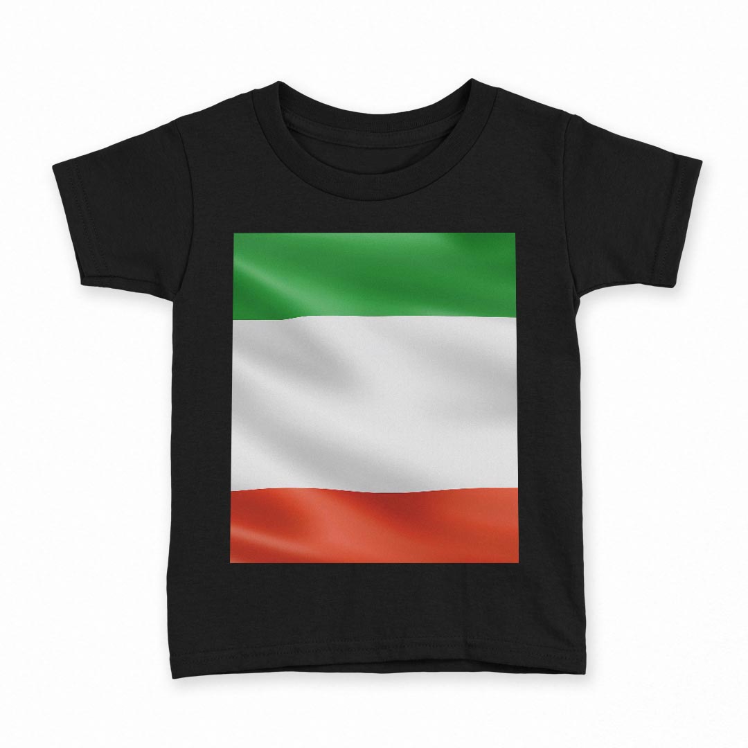 tシャツ キッズ 半袖 黒地 ブラック デザイン 90 100 110 120 130 140 150 160 Tシャツ ティーシャツ T shirt 001189 イタリア　国旗