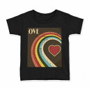 tシャツ キッズ 半袖 黒地 ブラック デザイン 90 100 110 120 130 140 150 160 Tシャツ ティーシャツ T shirt 001215 ハート レインボー