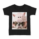tシャツ キッズ 半袖 黒地 ブラック デザイン 90 100 110 120 130 140 150 160 Tシャツ ティーシャツ T shirt 001228 犬 ブタ 動物(4)