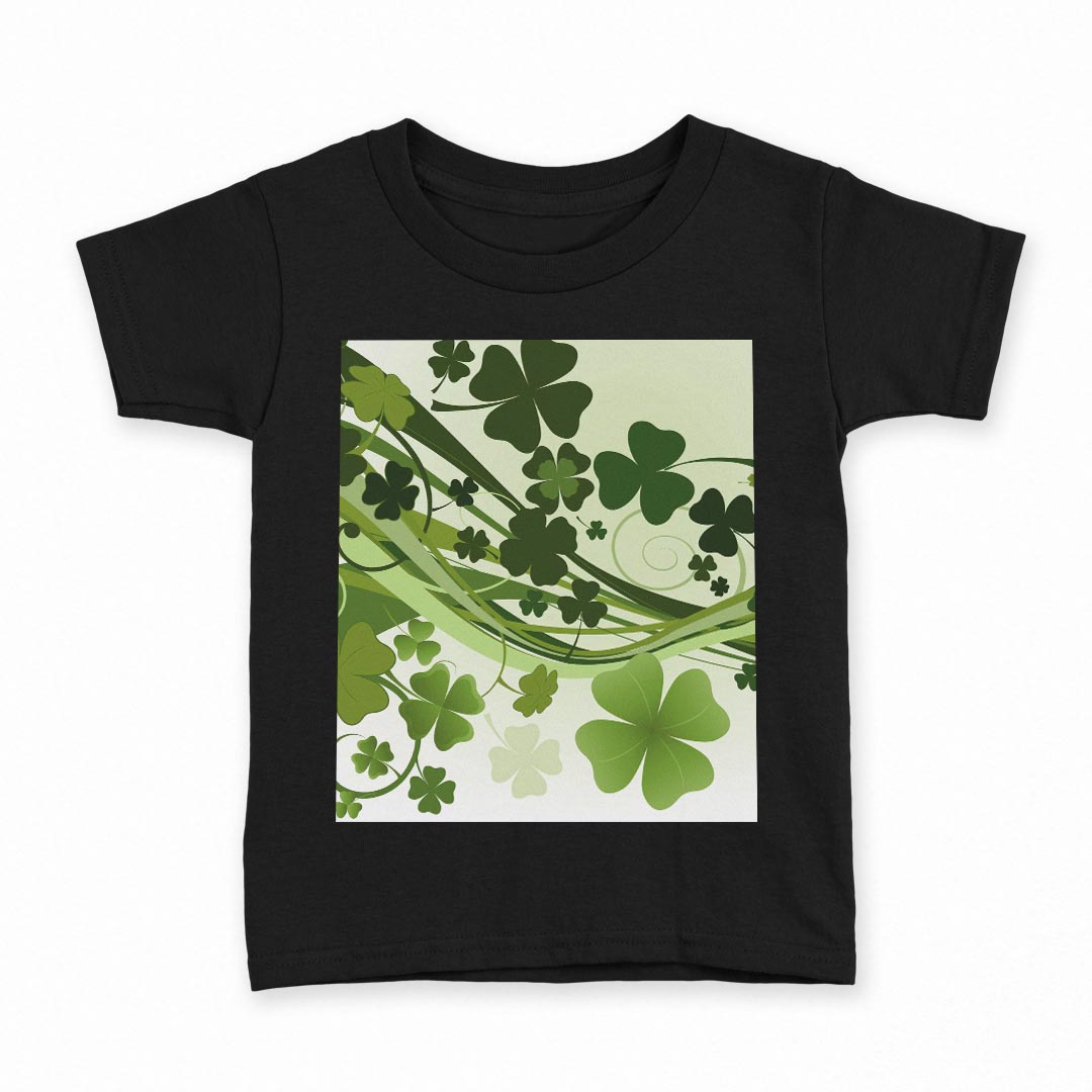 tシャツ キッズ 半袖 黒地 ブラック デザイン 90 100 110 120 130 140 150 160 Tシャツ ティーシャツ T shirt 001315 クローバー 植物