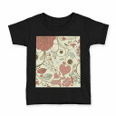 tシャツ キッズ 半袖 黒地 ブラック デザイン 90 100 110 120 130 140 150 160 Tシャツ ティーシャツ T shirt 001318 花 植物(4)