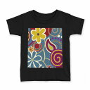 tシャツ キッズ 半袖 黒地 ブラック デザイン 90 100 110 120 130 140 150 160 Tシャツ ティーシャツ T shirt 001324 花 植物(4)