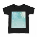 tシャツ キッズ 半袖 黒地 ブラック デザイン 90 100 110 120 130 140 150 160 Tシャツ ティーシャツ T shirt 001436 雪の結晶 冬 シャボン玉