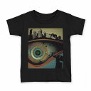 tシャツ キッズ 半袖 黒地 ブラック デザイン 90 100 110 120 130 140 150 Tシャツ ティーシャツ T shirt 001523 街　ストライプ