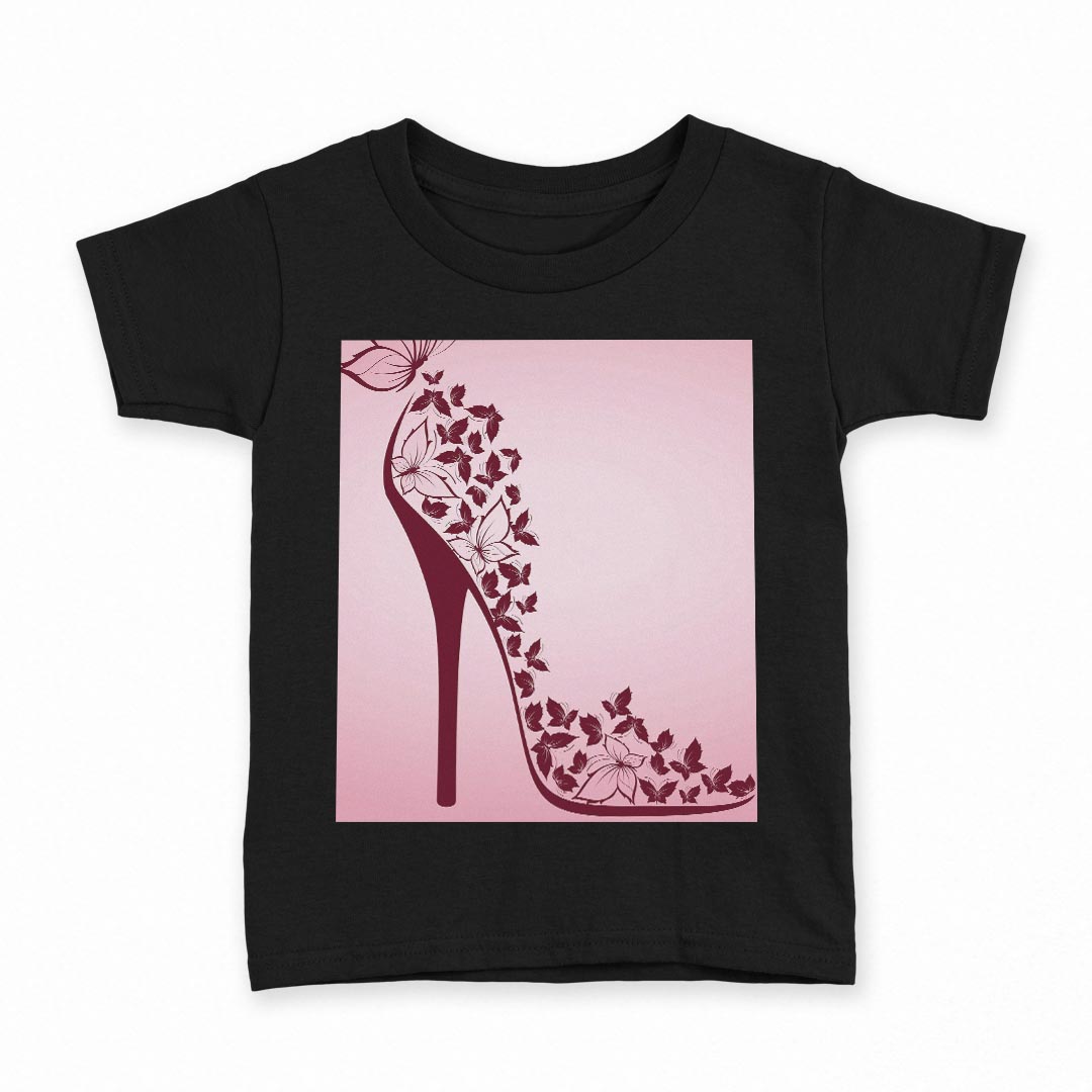 tシャツ キッズ 半袖 黒地 ブラック デザイン 90 100 110 120 130 140 150 160 Tシャツ ティーシャツ T shirt 001579 ヒール パンプス 靴 蝶