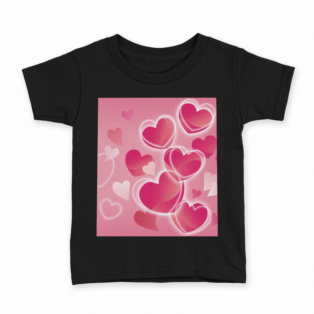tシャツ キッズ 半袖 黒地 ブラック デザイン 90 100 110 120 130 140 150 160 Tシャツ ティーシャツ T shirt 001620 ハート