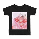 tシャツ キッズ 半袖 黒地 ブラック デザイン 90 100 110 120 130 140 150 160 Tシャツ ティーシャツ T shirt 001621 ハート チョコ
