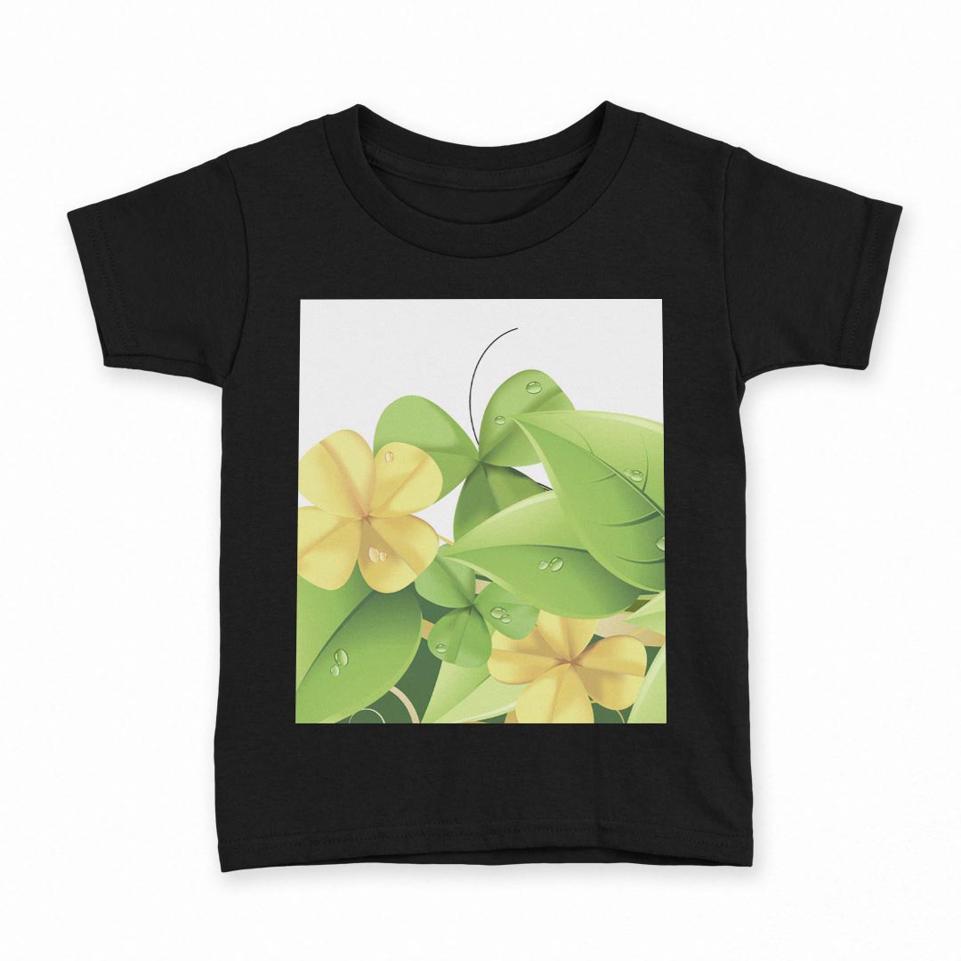 tシャツ キッズ 半袖 黒地 ブラック デザイン 90 100 110 120 130 140 150 160 Tシャツ ティーシャツ T shirt 001832 花　フラワー　黄色