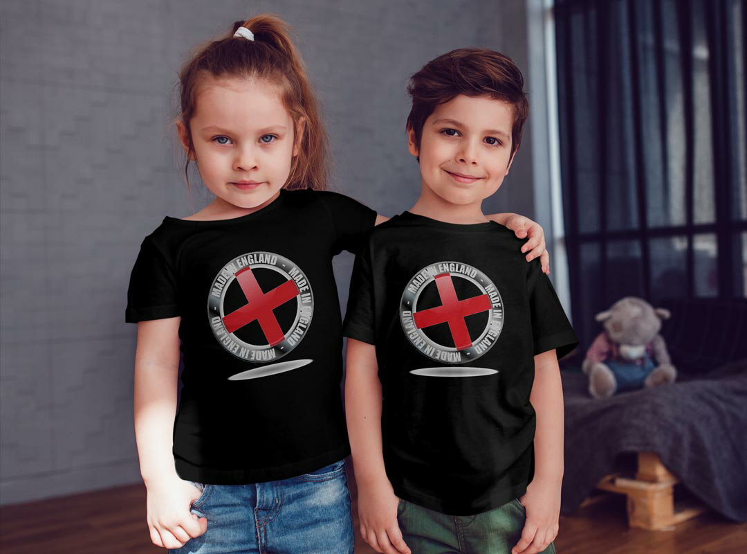 tシャツ キッズ 半袖 黒地 ブラック デザイン 90 100 110 120 130 140 150 160 Tシャツ ティーシャツ T shirt 000928 イングランド　国旗
