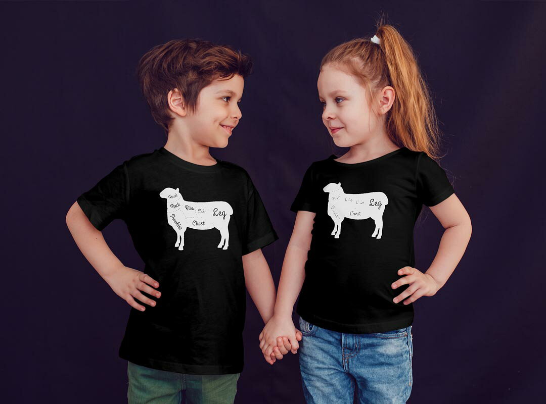tシャツ キッズ 半袖 黒地 ブラック デザイン 90 100 110 120 130 140 150 160 Tシャツ ティーシャツ T shirt 031921 動物 肉 部位 — vista 3